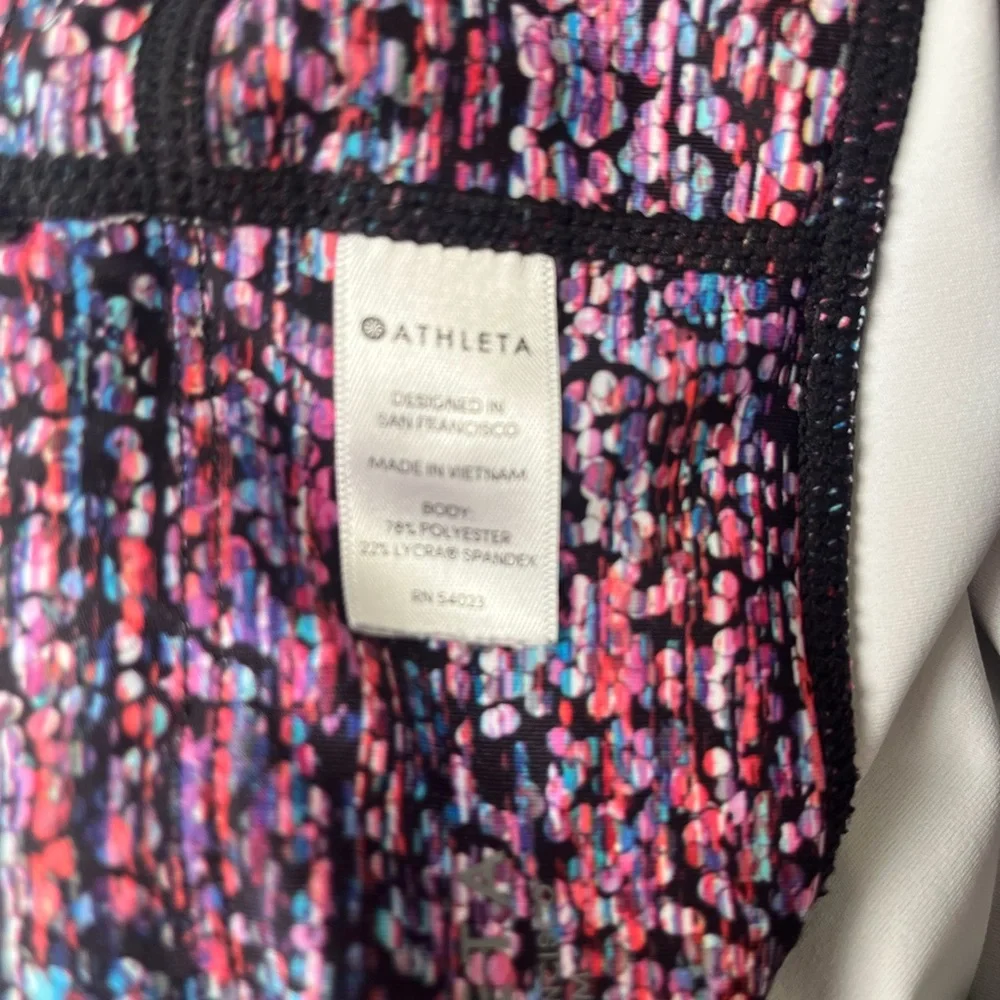 Athleta Womens Small Purple Pink Red‎ Geometric Print Ankle Leggings Pockets